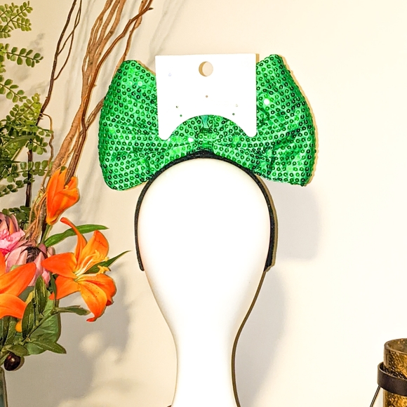 SEQUIN Green Headband & Barrett ☘️ Headband Bow Set! 🍀🍀🍀 - Picture 5 of 7
